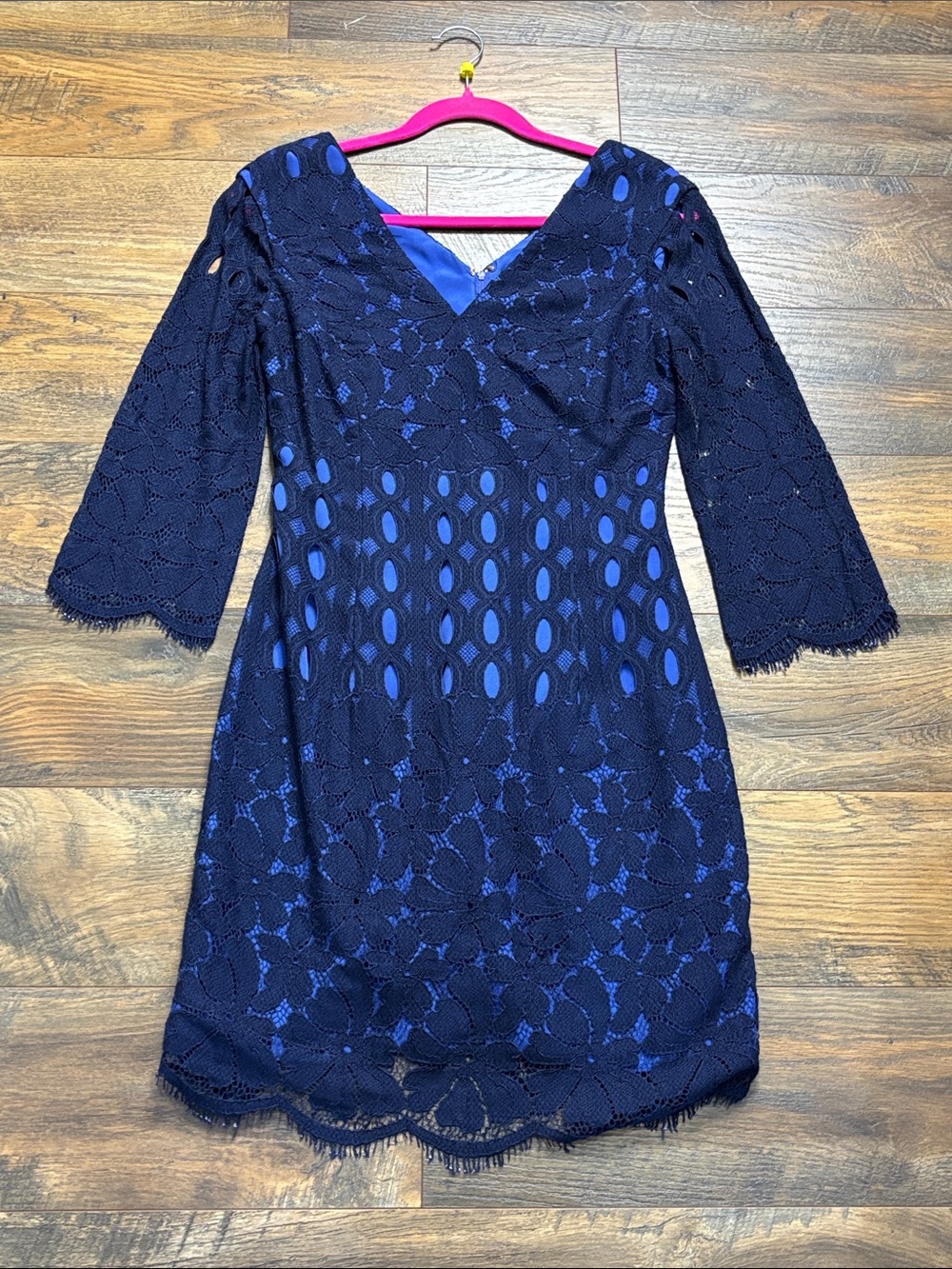 Lilly Pulitzer Navy Blue Lace Overlay Mini Dress